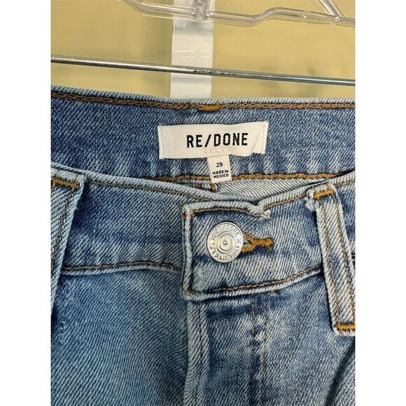 RE/DONE NWT High Rise Ankle Crop Jeans in Worn Blue Destroy Size 29 - Picture 8 of 8